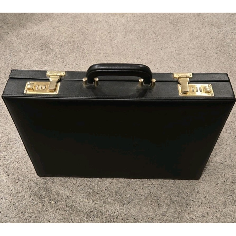 Vintage Salisbury Black Attaché Case Gold Hardware Executive Briefcase Old Money